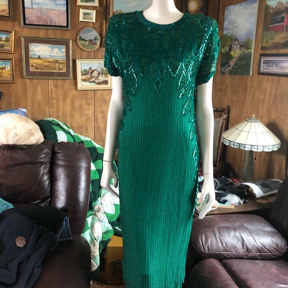 Vintage Silk Old Hollywood Glam Flapper Style Dress - Picture 9 of 10
